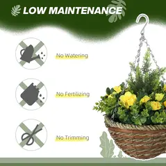 Outsunny Set of Two Hanging Lisianthus Flower Pots - Yellow/Green - 6