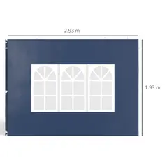 Outsunny Set of Two 3 x 3(m) Gazebo Frame Replacement Walls - Blue - 3