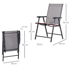 Outsunny Set of Six Folding Garden Chairs - Grey - 3