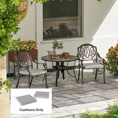 Outsunny Set of Two 45 x 45cm Garden Seat Cushions - Light Grey - 2