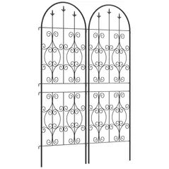 Outsunny Set of 2 Metal Garden Trellis, Decorative Trellis Panels for Climbing Outdoor Plants, Vegetables, Vines, Flowers, 150 x 50 cm, Scrollwork Design - 1