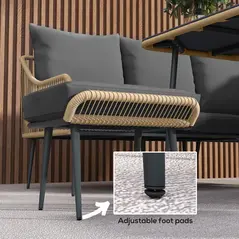 Outsunny Six-Piece Rattan Strong Garden Sofa Set - Brown/Grey - 5