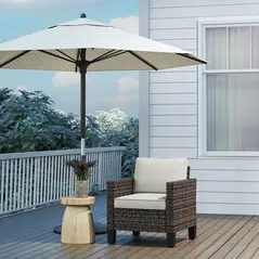 Outsunny Single Rattan Armchair, with Cushions - Brown - 9