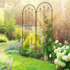 Outsunny Set of Two Spiral Anchor Garden Trellis Panels - 2