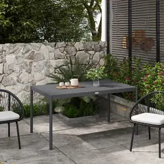 Outsunny Six-Seater Outdoor Table with Slatted Aluminium Top and Steel Legs - 2