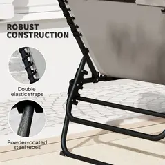 Outsunny Set of Two Reclining Sun Loungers - Light Grey - 7