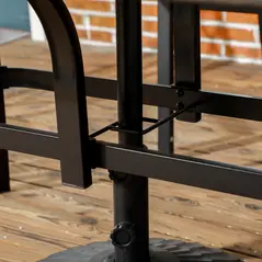 Outsunny Six-Seater Steel Garden Table, with ⌀41mm Parasol Hole - Wood-Effect - 8