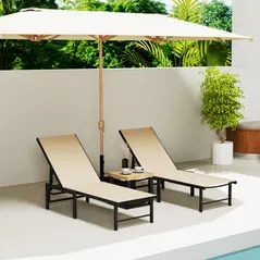 Outsunny Set of Two Reclining Sun Loungers - Khaki - 8