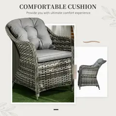 Outsunny Seven-Piece Rattan Dining Set - Grey - 6