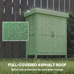 Outsunny Small Shed, Wooden Garden Shed with Openable Hinged Roof and Removable Shelf, 74 x 43 x 88 cm, Light Green - 7