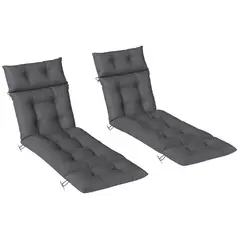Outsunny Set of Two 190 x 56cm Sun Lounger Cushions - Dark Grey - 1