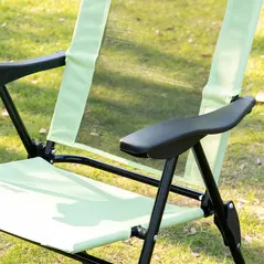 Outsunny Set of 2 Portable Folding Recliner Metal Outdoor Patio Chaise Lounge Chairs with Adjustable Backrest, Green - 9