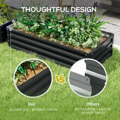 Outsunny Set of 2 Raised Beds for Garden, Galvanised Outdoor Planters for Herbs Vegetables, Use for Patio Balcony, Grey - 7