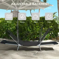 Outsunny Set of Two Steel Frame Sun Loungers, with Reclining Backs - Black - 4