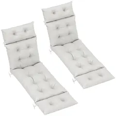 Outsunny Set of Two 190 x 56cm Sun Lounger Cushions - Light Grey - 1