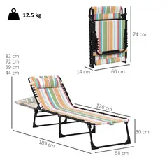 Outsunny Set of Two Folding Sun Loungers, with Four-Position Backs - Multicoloured - 3