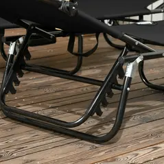 Outsunny Set of Two Folding Sun Loungers, with Adjustable Backs and Sun Canopies - Black - 8