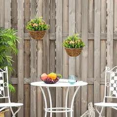 Outsunny Set of Two Hanging Lisianthus Flower Pots - Orange/Green - 8