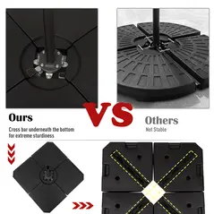 Outsunny Set of 4 Parasol Base Stand Weights for Cantilever Parasols, Water and Sand Filled, Up to 120kg, Black - 8
