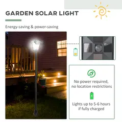 Outsunny Set of 2 Outdoor Garden Solar Post Lamp Sensor Dimmable LED Lantern Bollard IP44 Energy-saving 1.2M Tall, Black - 7
