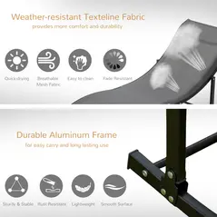 Outsunny Set of 2 S-shaped Foldable Lounge Chair Sun Lounger Reclining Outdoor Chair for Patio Beach Garden, Grey - 7