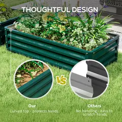 Outsunny Set of 2 Raised Beds for Garden, Galvanised Outdoor Planters for Herbs Vegetables, Use for Patio Balcony, Green - 7