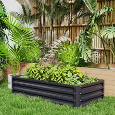 Outsunny Set of 2 Raised Beds for Garden, Galvanised Outdoor Planters for Herbs Vegetables, Use for Patio Balcony, Grey - 8