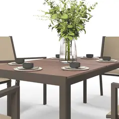 Outsunny Seven-Piece Garden Dining Set, with Plastic Wood-Top Table - Brown - 7