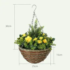 Outsunny Set of Two Hanging Lisianthus Flower Pots - Yellow/Green - 3