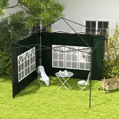 Outsunny Set of Two 3 x 3m Gazebo Frame Replacement Walls - Green - 2