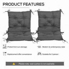 Outsunny Set of Two Outdoor Seat Cushions - Dark Grey - 5