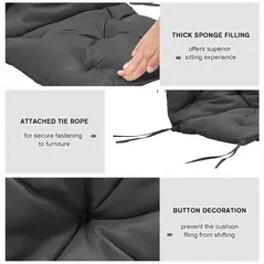 Outsunny Set of Two Outdoor Seat Cushions - Dark Grey - 6