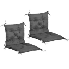 Outsunny Set of Two Outdoor Seat Cushions - Dark Grey - 1