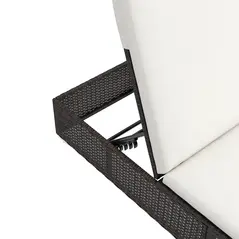 Outsunny Set of Two Rattan Sun Loungers, with Reclining Backs - Brown/Cream - 9