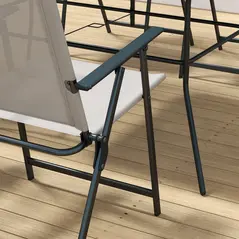 Outsunny Seven-Piece Garden Dining Set, with Glass-Top Table and Folding Chairs - Grey - 8