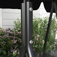 Outsunny Three-Seater Garden Swing Chair, with Adjustable Canopy - Black - 9