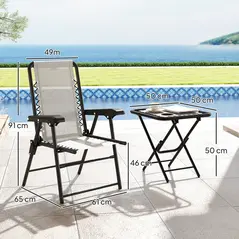 Outsunny Three-Piece Garden Table and Chair Set - Cream White - 3