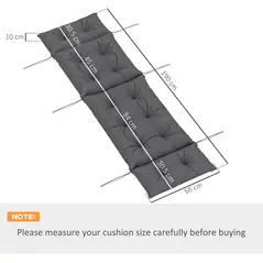 Outsunny Sun Lounger Cushions Only, 190x56x10cm Garden Lounge Chair Cushions, UPF20+ 220gsm Fabric, Thick Sunbed Replacement Pads with 6 Ties, Dark Grey - 3