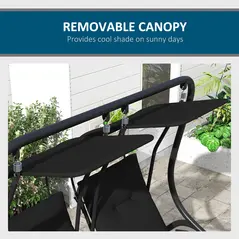 Outsunny Two-Seat Garden Swing Chair, with Protective Canopy - Black - 7