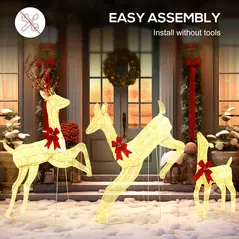 Outsunny Three-Piece LED Light Reindeer Christmas Decoration - 5