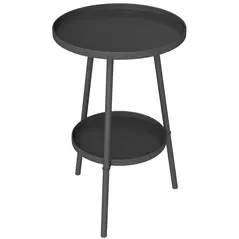 Outsunny Two-Tier Metal Garden Table - Black - 1