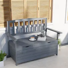 Outsunny Two-Seater Garden Storage Bench - Grey - 2