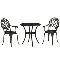 Outsunny Three-Piece Elegant Aluminium Garden Set - Black - 1