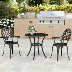 Outsunny Three-Piece Elegant Aluminium Garden Set - Black - 9