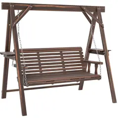 Outsunny Three-Seater Wooden Swing Bench - 1