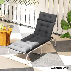 Outsunny Sun Lounger Cushions Only, 190x56x10cm Garden Lounge Chair Cushions, UPF20+ 220gsm Fabric, Thick Sunbed Replacement Pads with 6 Ties, Dark Grey - 9