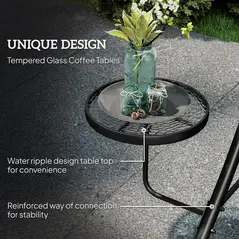 Outsunny Three-Seater Garden Swing, with Adjustable Canopy - Black/Grey - 5