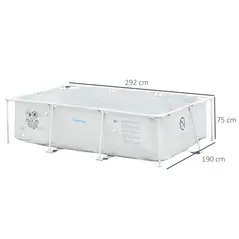 Outsunny Steel Frame Pool with Filter Pump, Filter Cartridge, Reinforced Sidewalls Rust Resistant Above Ground Swimming Pool 292 x 190 x 75cm, Grey - 3