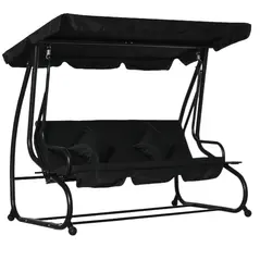 Outsunny Three-Seater Garden Swing Bed - Black - 1