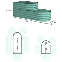 Outsunny Two-Tier Galvanised Steel Garden Planter - Dark Green - 3